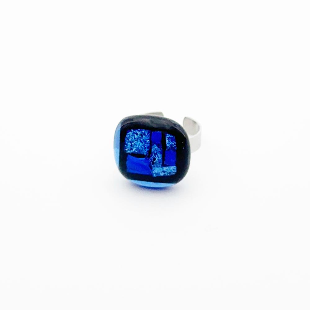 Gentian Ring Glasschmuck eckig [aquablau]