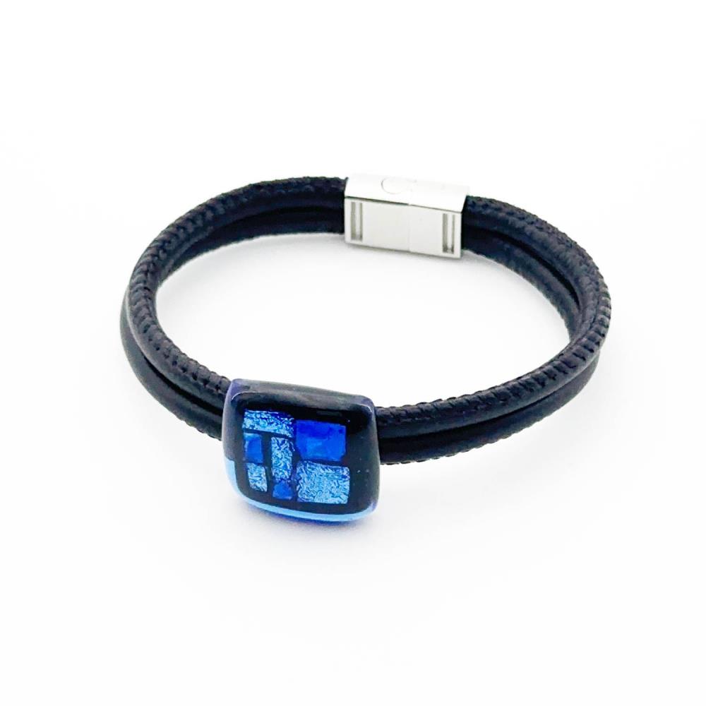 Gentian 2er-Set Armband Glasschmuck + Ring [aquablau]