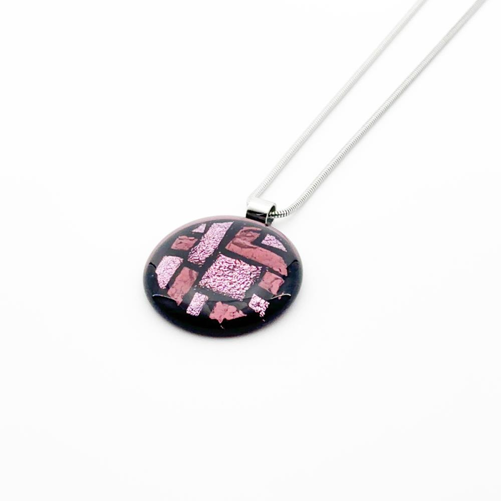 Claret Kette+Anhänger Glasschmuck Edelstahl rund